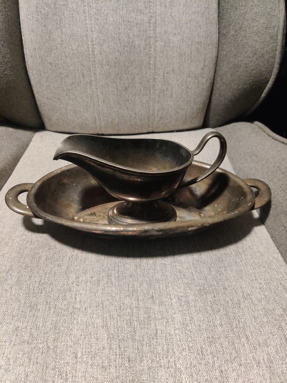 DJ EPNS Made in Japan Boat & Reed & Barton Silver Soldered 3610 Dish